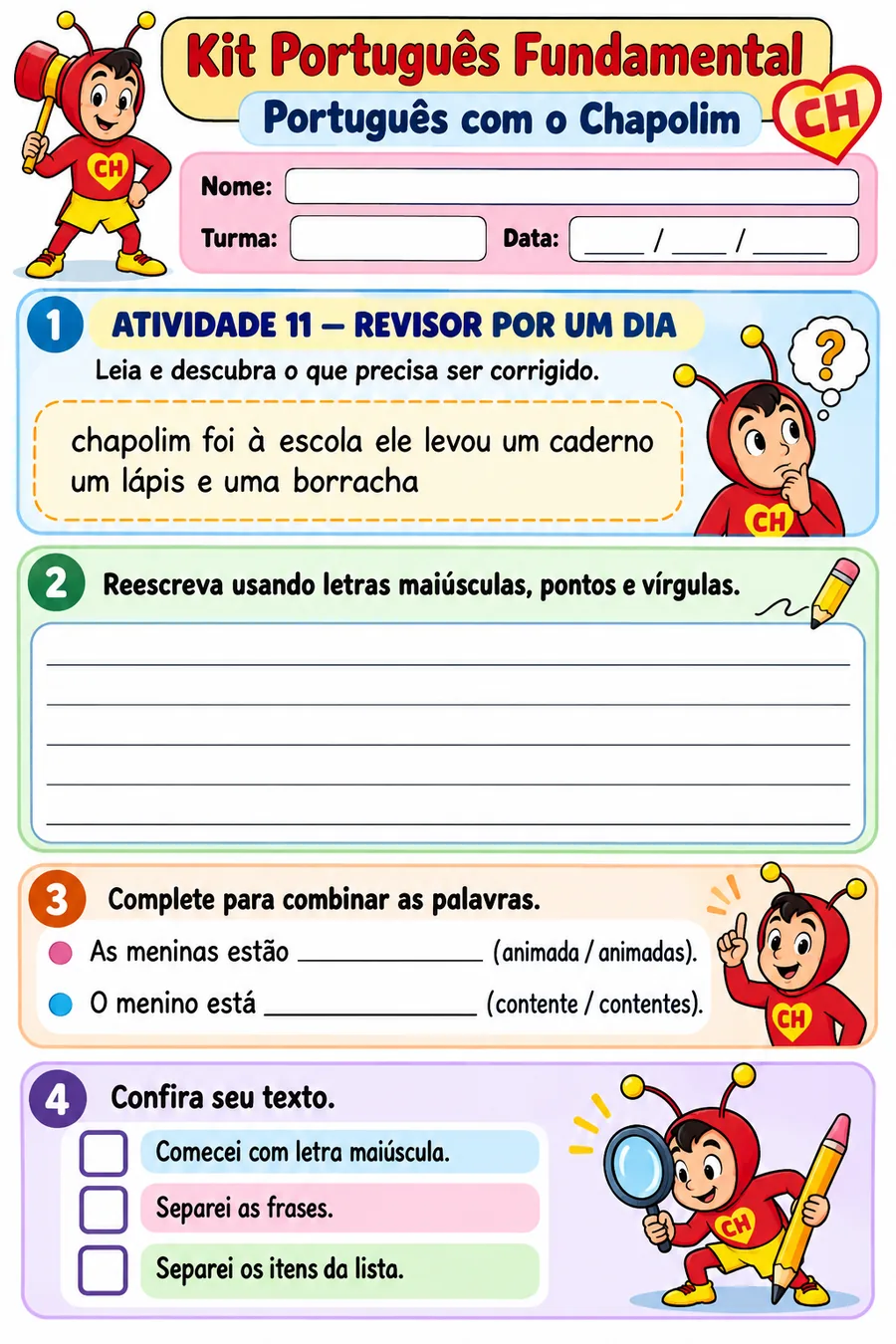Atividade de gramática: revisor por um dia — Chapolin