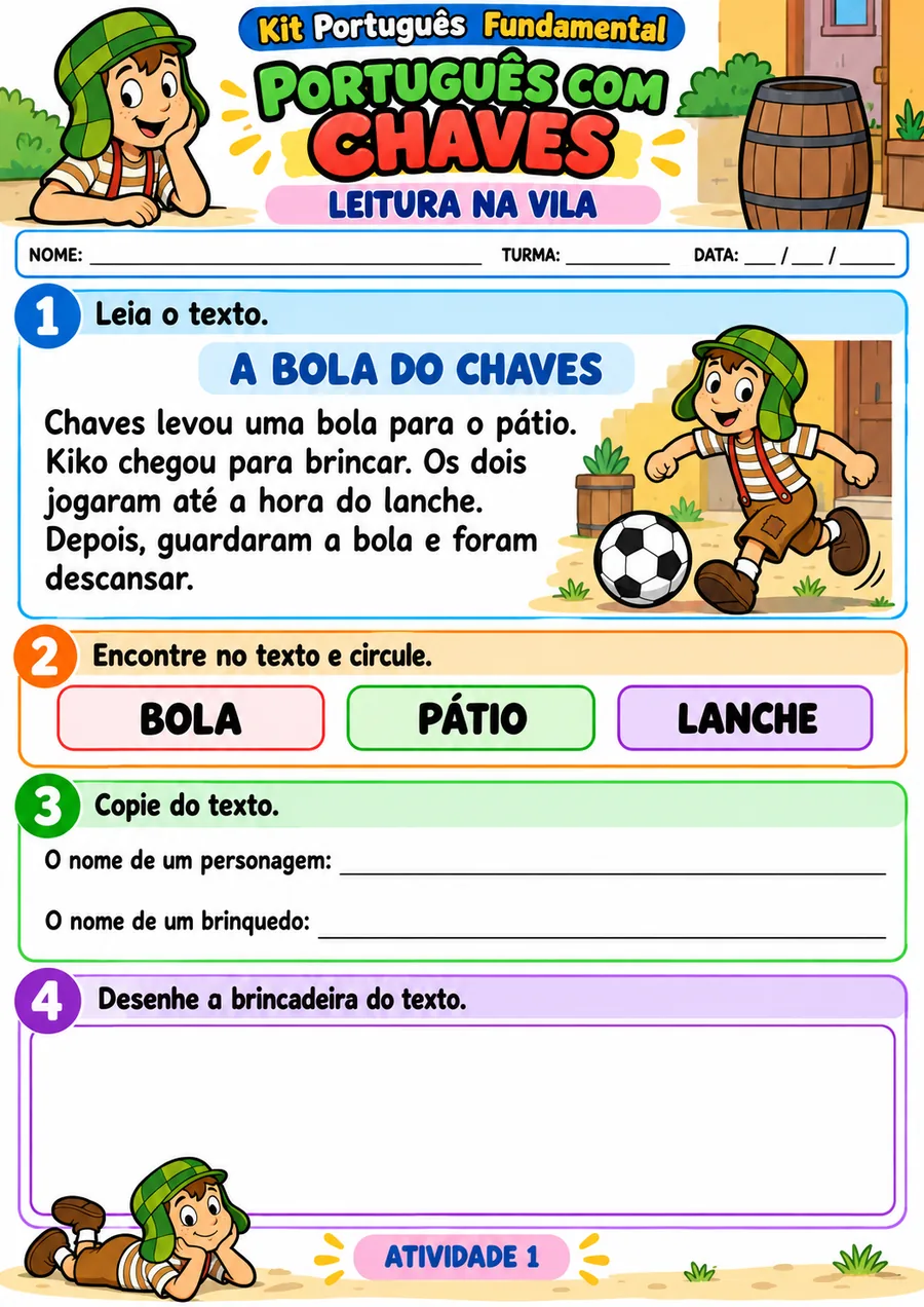 Atividade de leitura e interpretação de texto — Turma do Chaves