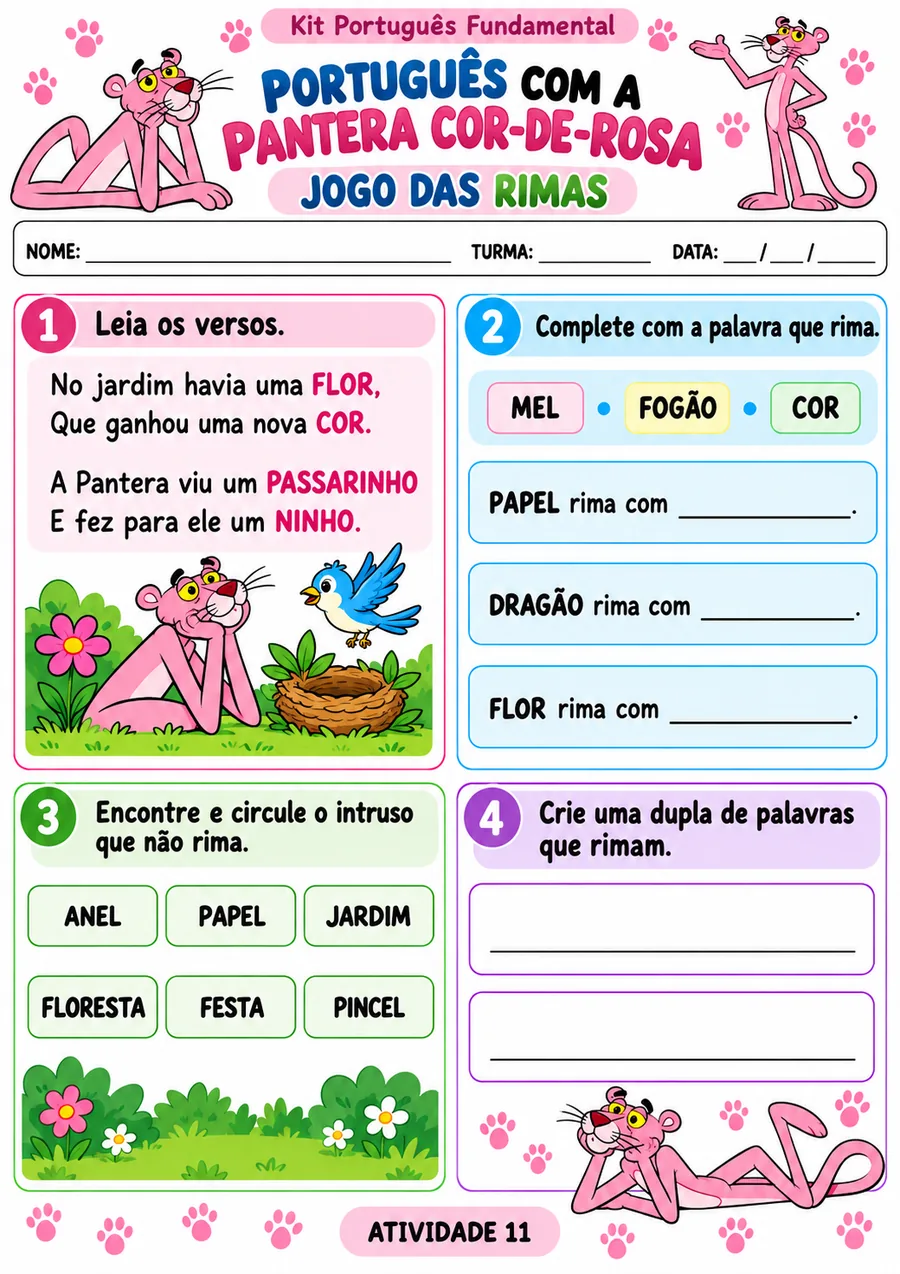 Jogo das rimas — Pantera Cor-de-Rosa