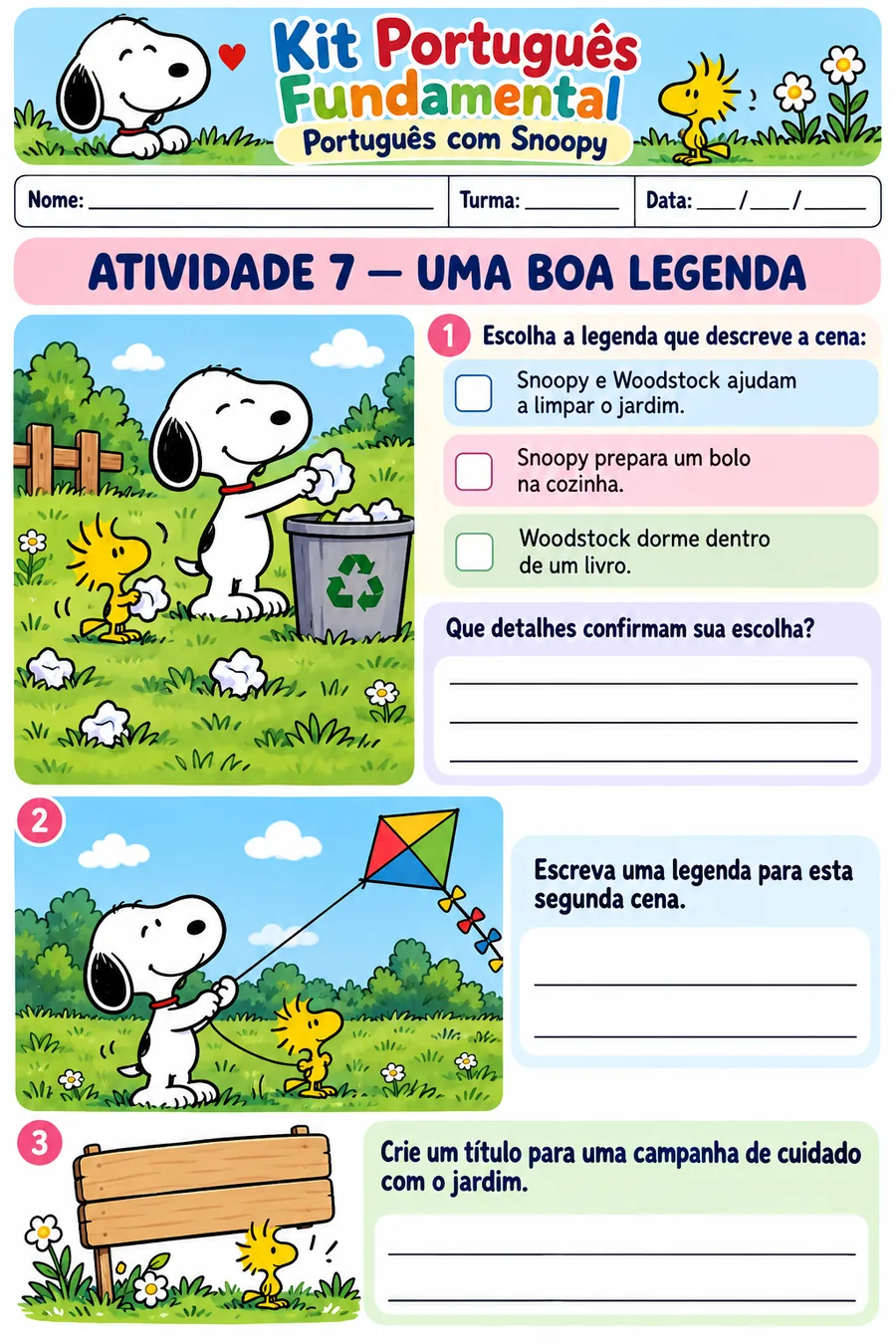 Atividade de interpretação: criando uma boa legenda — Snoopy